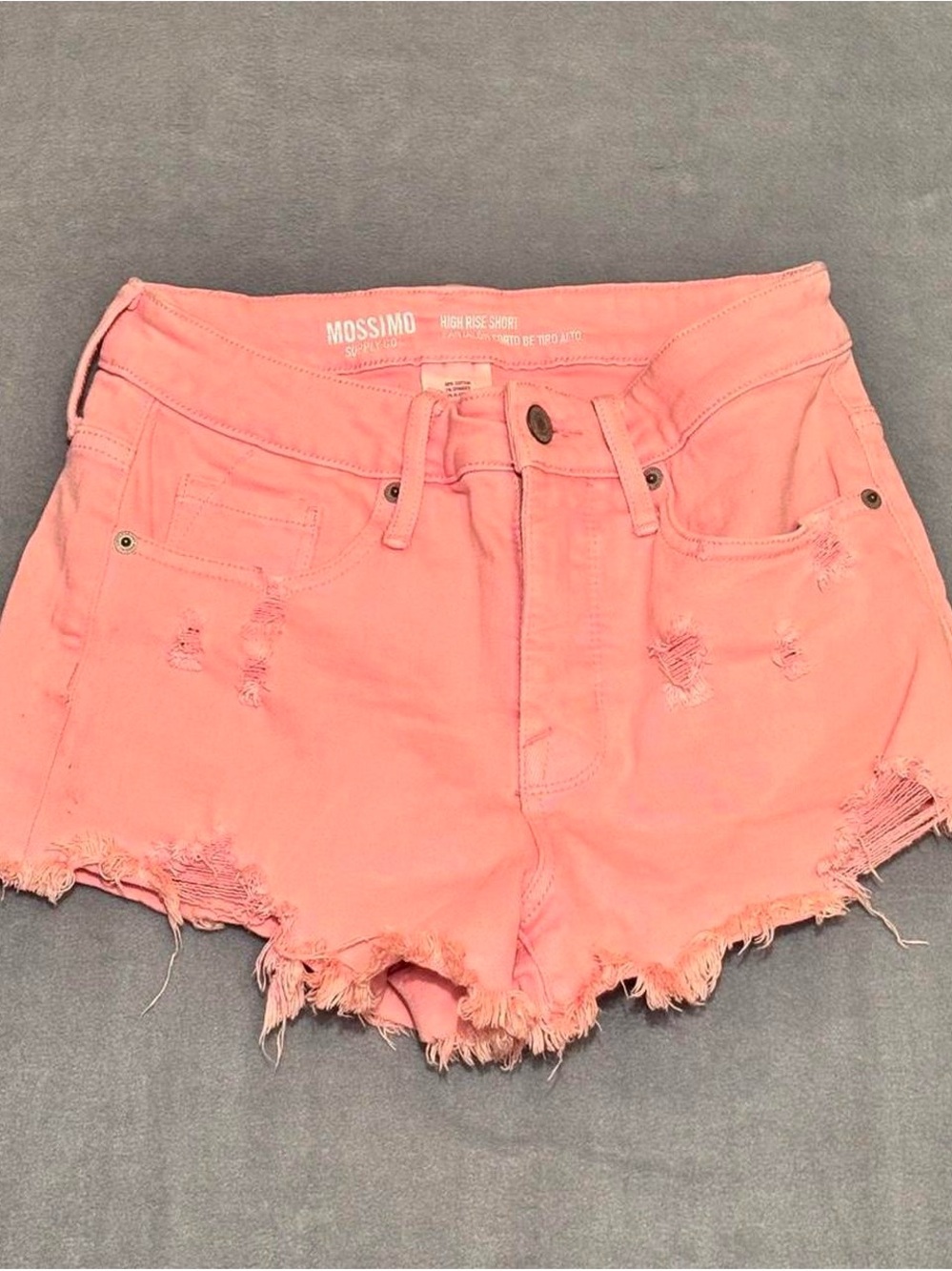 Mossimo Supply Co. Coral-Pink Distressed Denim Shorts